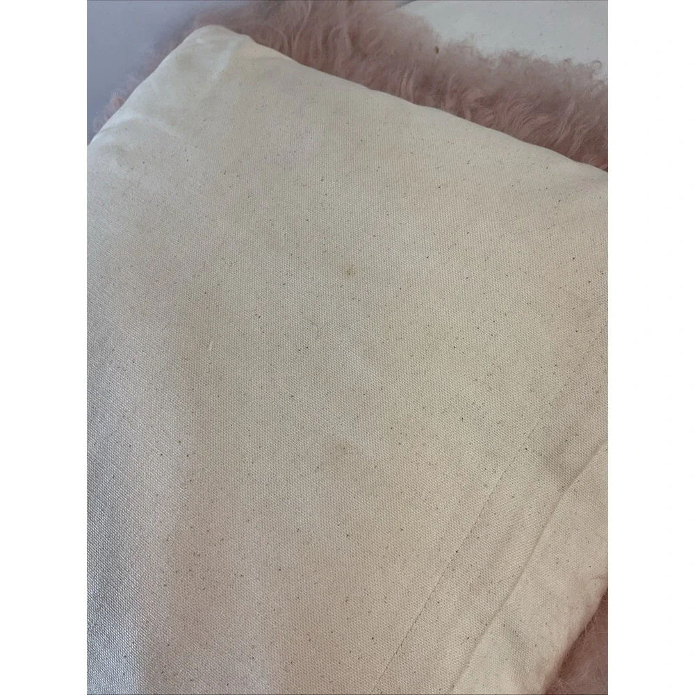 West Elm dyed Lamb Fur‎ Pillow Pink With Insert Shaggy fluffy 16 x 16